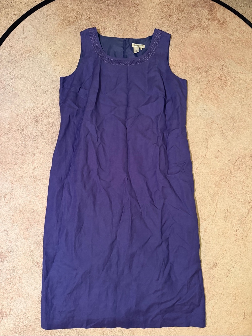 Coldwater Creek Sleeveless Scoop Neck Linen Blend Dress in Purple